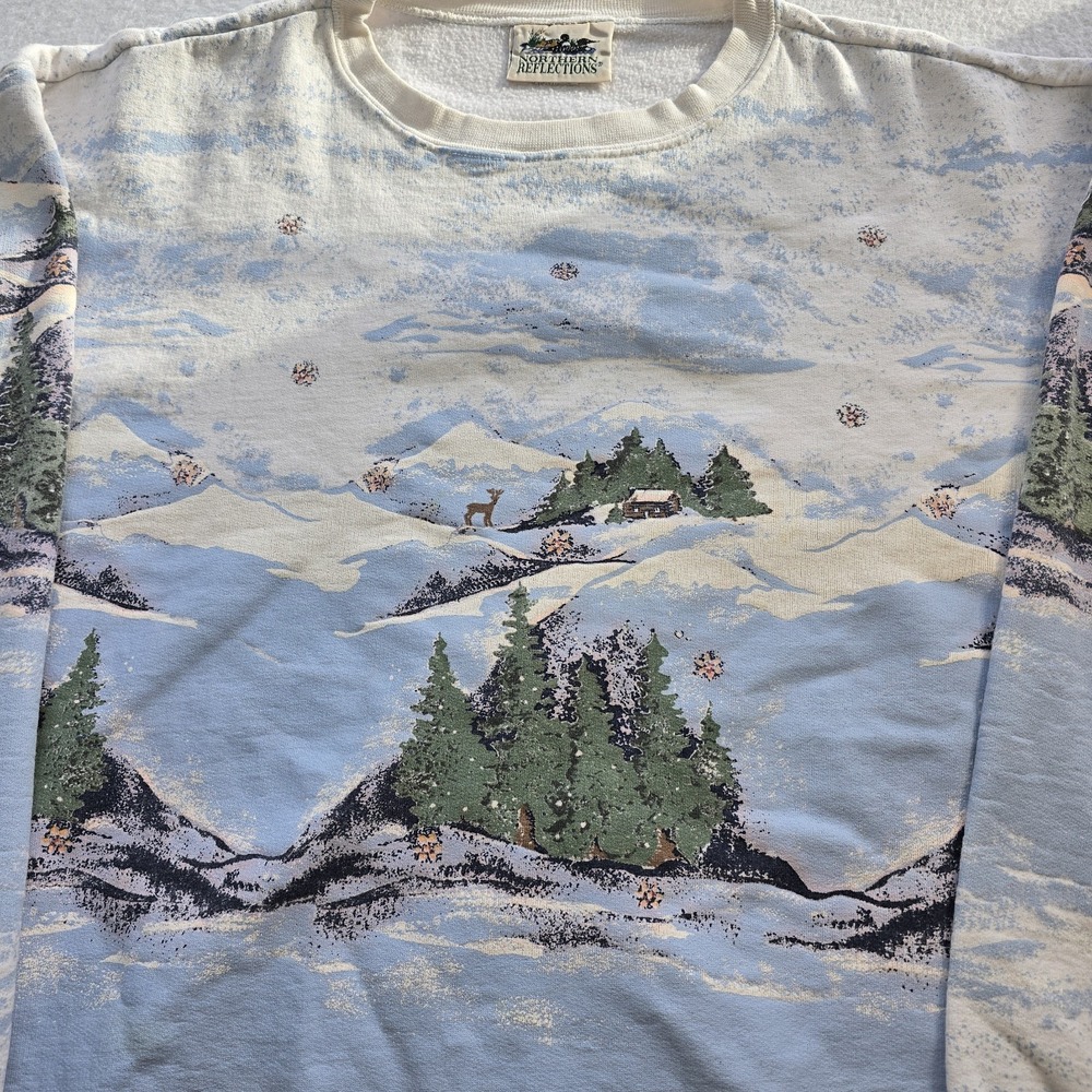 Vtg‎ Northern Reflections Sweatshirt XL Grandmacore Cottagecore Nature Flaws